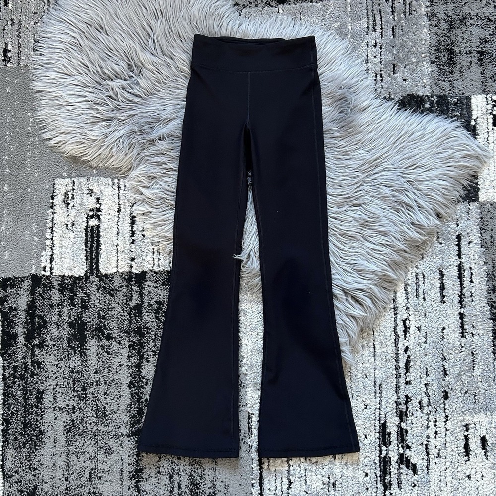 Yogalicious Girls Black Ribbed Flare Leggings‎ Size Large (12)